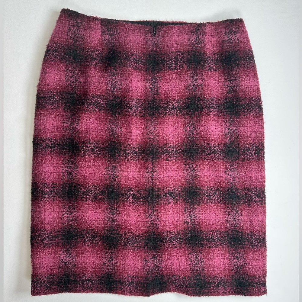 Précis Petite, Plaid Pink & Black Skirt, Textured Wool Mix, Preppy, Barbie, 6 US